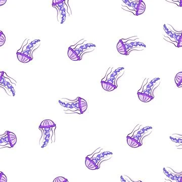 Pattern tentacles jellyfish cartoon vector Stock Illustration