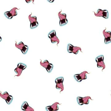 Pattern terror horror mouth cartoon vector Stock Illustration