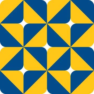 Pattern of tessellated squares, rounded corners, divided diagonally triangles. Stock Illustration