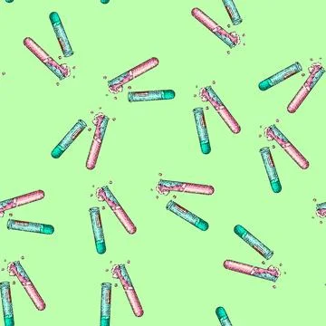 Pattern test tube sketch hand drawn Stock Illustration