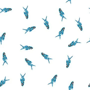 Pattern tetra decorative fish cartoon vector Stock Illustration