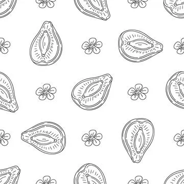 Pattern for textile or kitchen in hand draw style. Monochrome pattern Stock Illustration