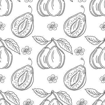 Pattern for textile or kitchen in hand draw style. Monochrome pattern Stock Illustration