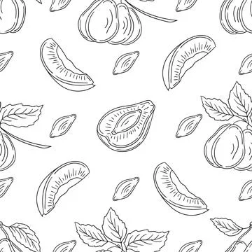 Pattern for textile or kitchen in hand draw style. Monochrome pattern Stock Illustration