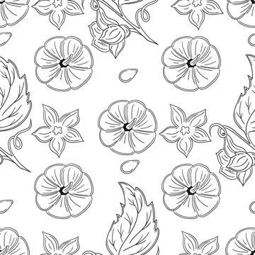 Pattern for textile or kitchen in hand draw style. Monochrome pattern Stock Illustration