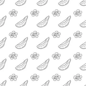 Pattern for textile or kitchen in hand draw style. Monochrome pattern Stock Illustration