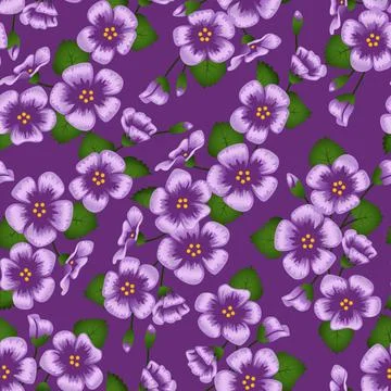 Pattern for textiles made of cute purple flowers Stock Illustration