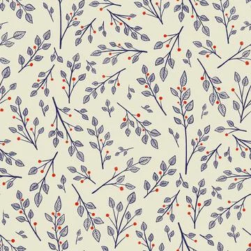 Pattern texture with botanical line elements. Spring and summer concept. Mini Stockillustratie