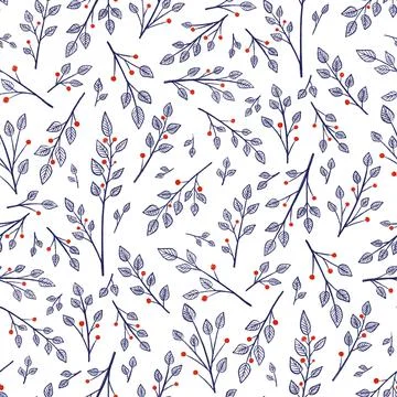 Pattern texture with botanical line elements. Spring and summer concept. Mini Illustrazione stock