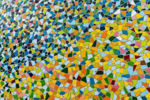 Pattern texture of colorful small mosaic tiles on the wall. 스톡 사진