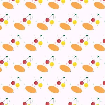Pattern, texture, wallpaper, berries, melon, cherry, in gentle colors. Stock Illustration