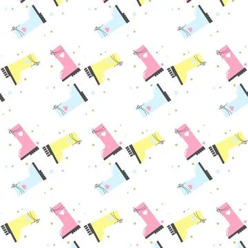Pattern, texture, wallpaper, colorful boots in gentle colors. イラスト素材