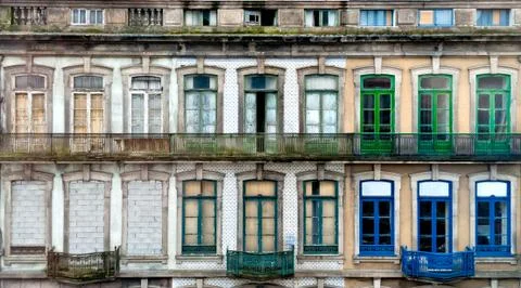 Pattern texture windows in Portugal Stock Photos