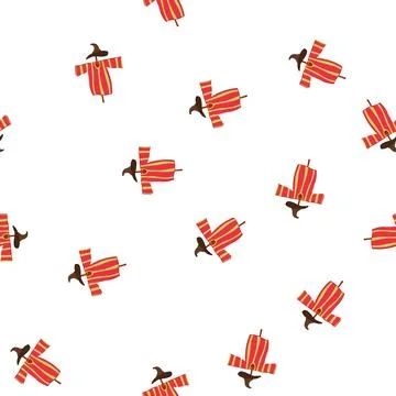 Pattern thanksgiving scarecrow cartoon vector Stock Illustration