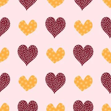 Pattern of their red and orange hearts background for holiday design Stock Illustration