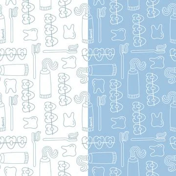 Pattern on the theme of dental medicine, with retainers toothpaste tooth and Stock Illustration