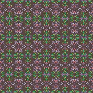 The pattern on the theme of flowers is depicted in geometric figures. Stock Illustration