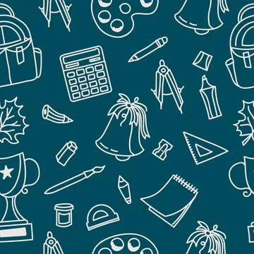 A pattern on the theme of school with school supplies. Vector illustration Stock Illustration