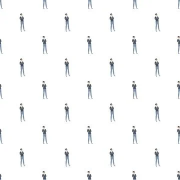 Pattern of thinking men repeated across a white background Stockillustratie