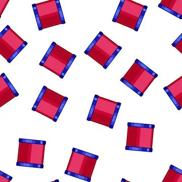 Pattern Thread spool with red string and blue reels 库存插图