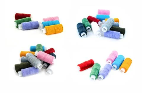 Pattern of threads of bright and dark skeins for embroidery scattering on an Foto stock