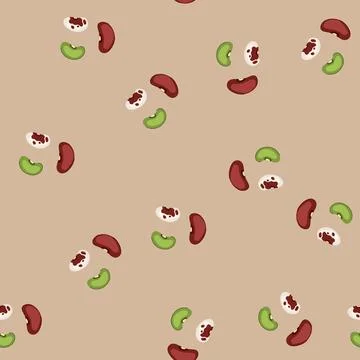 Pattern three different types of beans, including red, green, and speckled va Stock Illustration