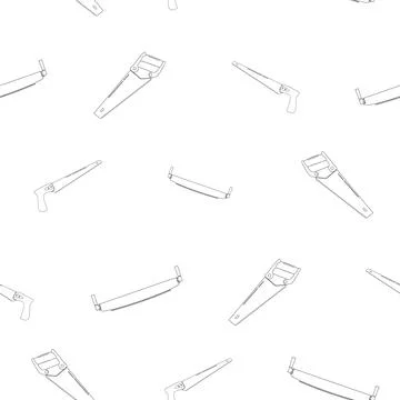 Pattern of three different types of wood saws. Linear design. On a white Stock Illustration