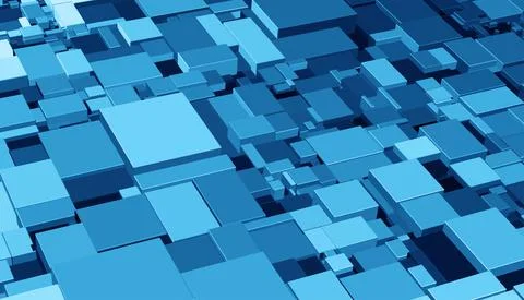 Pattern with three-dimensional cubes. Abstract mosaic of blue colors squares Stock Illustration