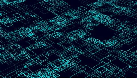 Pattern with three-dimensional cubes. Abstract mosaic of blue colors squares Stock Illustration