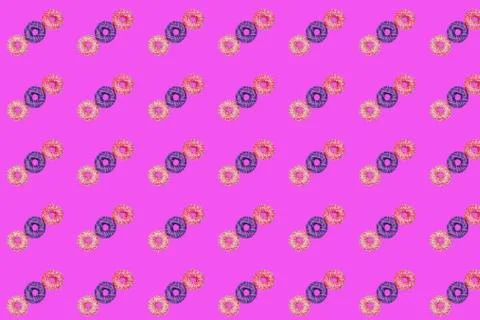 Pattern of three sweet donuts. Stock Photos