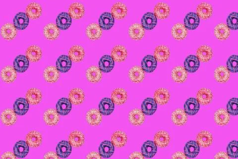 Pattern of three sweet donuts. Stock Photos