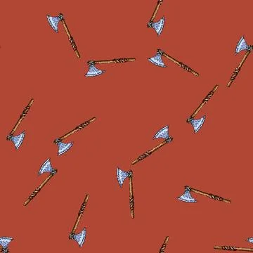 Pattern throwing axe medieval sketch hand drawn イラスト素材