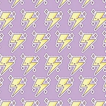 Pattern with thunder, patch style Illustrazione stock