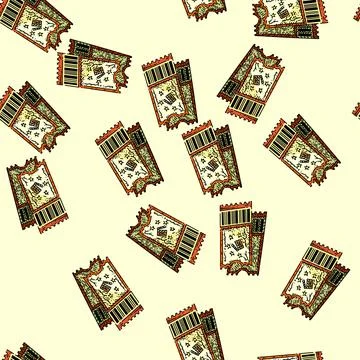 Pattern ticket cinema sketch hand drawn Stock Illustration