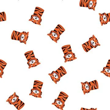 Pattern tiger hand puppet cartoon vector Stock Illustration