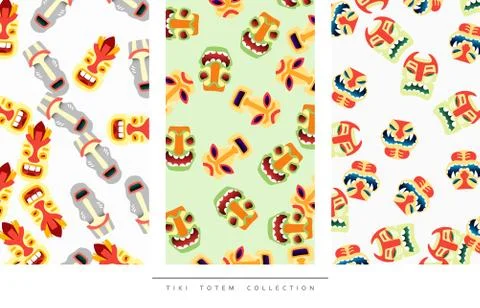 Pattern Tiki Totem in flat style vector illustration Stock Illustration