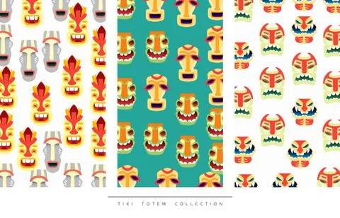 Pattern Tiki Totem in flat style vector illustration Stock Illustration