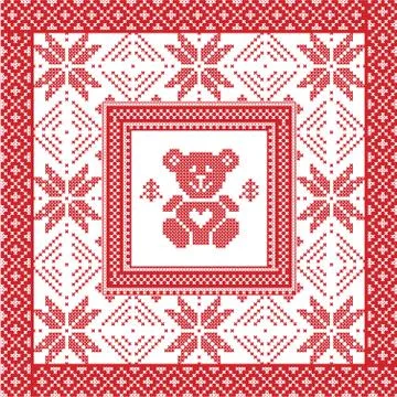 Pattern tile with bear 스톡 일러스트