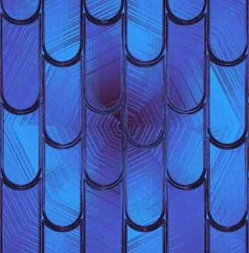 Pattern "tile" on a blue glass Stock Illustration