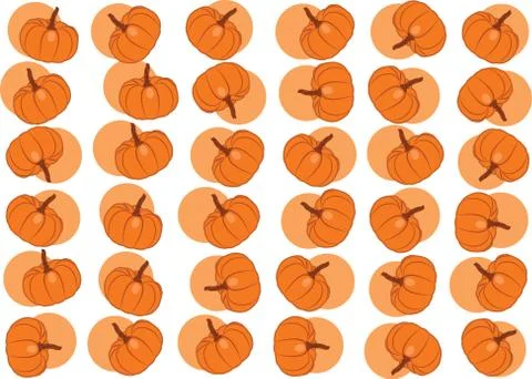 Pattern of tiny pumpkins with circles Stock Illustration
