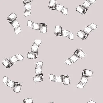 Pattern tissue toilet paper roll sketch hand drawn Stock Illustration