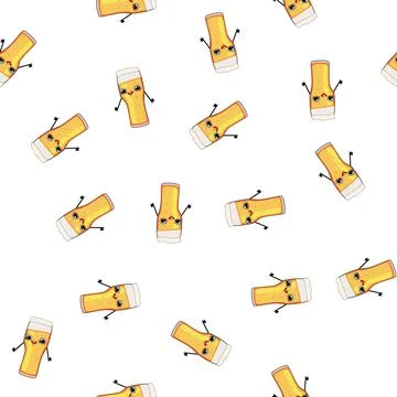 Pattern toast beer mug character cartoon vector イラスト素材