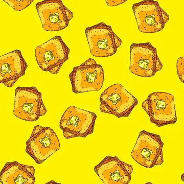 Pattern toast bread sketch hand drawn Stockillustratie