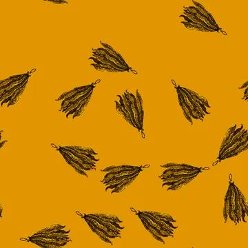 Pattern tobacco cigarette leaf dry sketch hand drawn Illustrazione stock