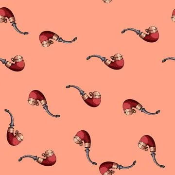 Pattern Tobacco pipe drawing representing classic smoking culture Illustrazione stock