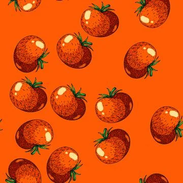 Pattern tomato vegetable sketch hand drawn Stock Illustration