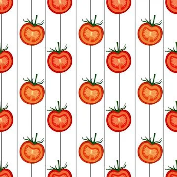 Pattern of tomatoes and black lines Stock Illustration