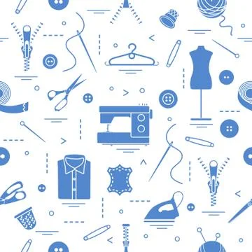 Pattern with tools and accessories for sewing. Stockillustratie