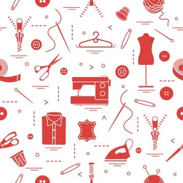 Pattern with tools and accessories for sewing. 스톡 일러스트