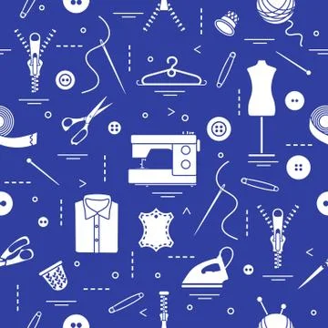 Pattern with tools and accessories for sewing. イラスト素材